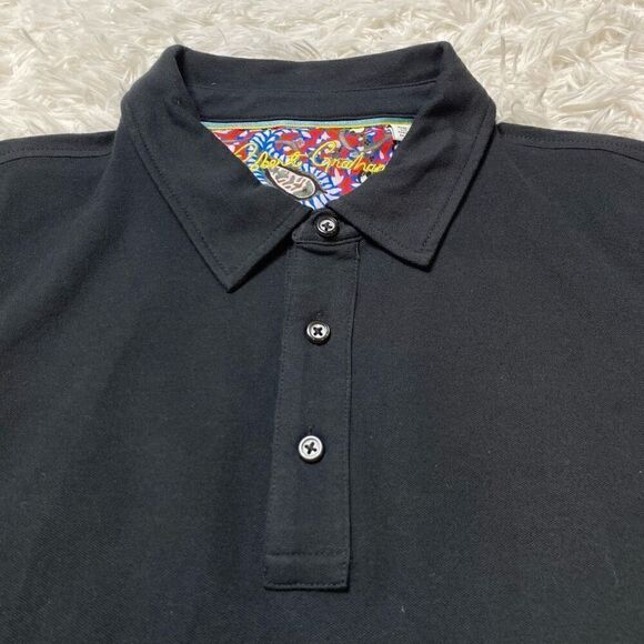 Robert Graham Mens Polo Shirt Size Large Black Golf Collared Tshirt - Picture 7 of 10